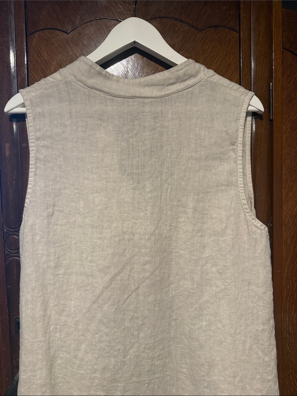 Sleeveless Ruffle Button-Front Linen Tunic - Cream - Picture 5 of 5
